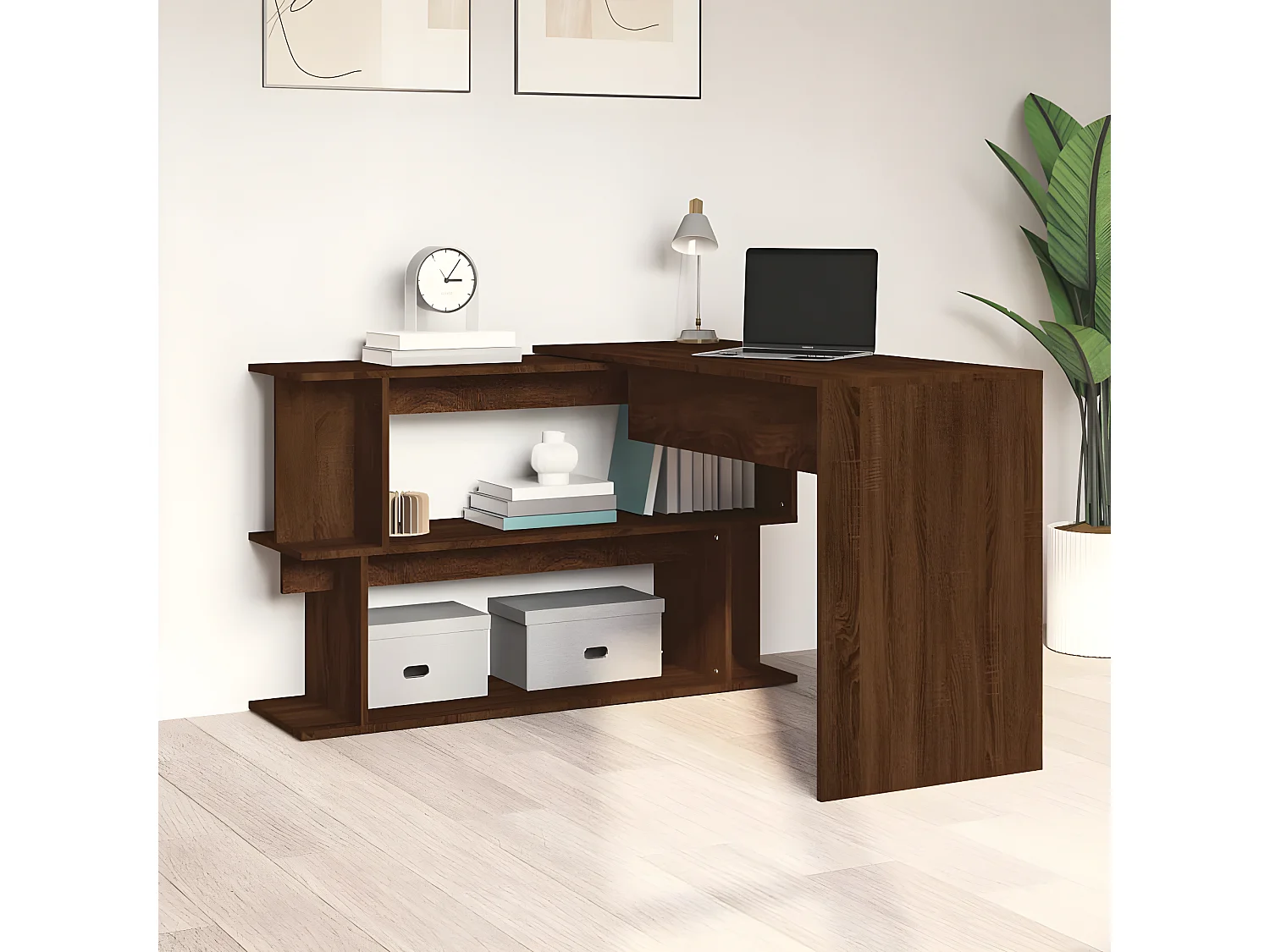 Bureau d'angle Chêne marron 200x50x76 cm Bois d'ingénierie