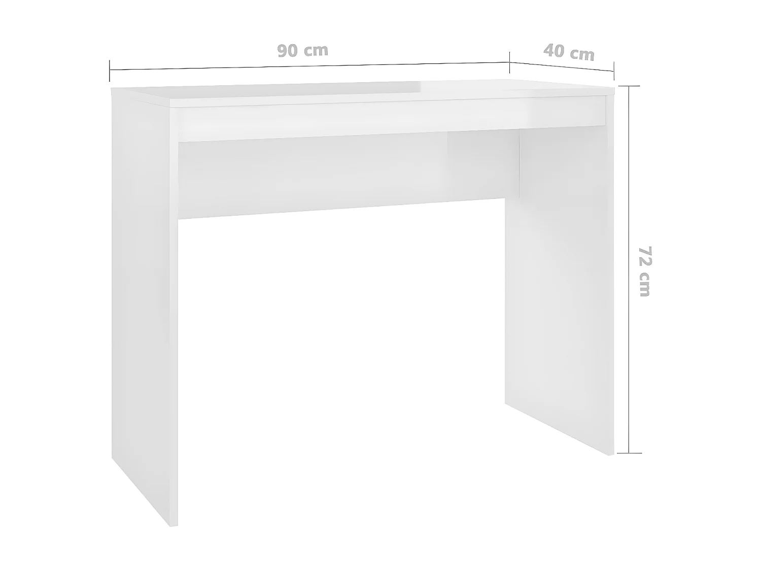 Bureau Blanc brillant 90x40x72 cm Bois d'ingénierie