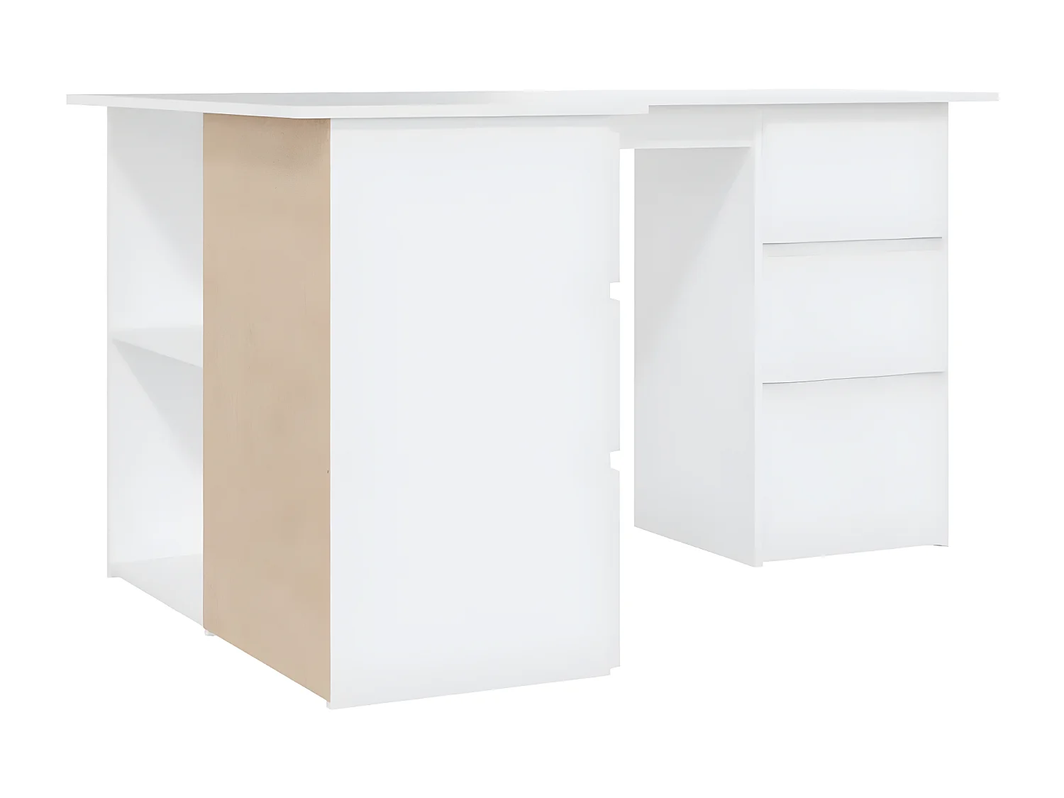 Bureau d'angle Blanc 145x100x76 cm Bois d'ingénierie