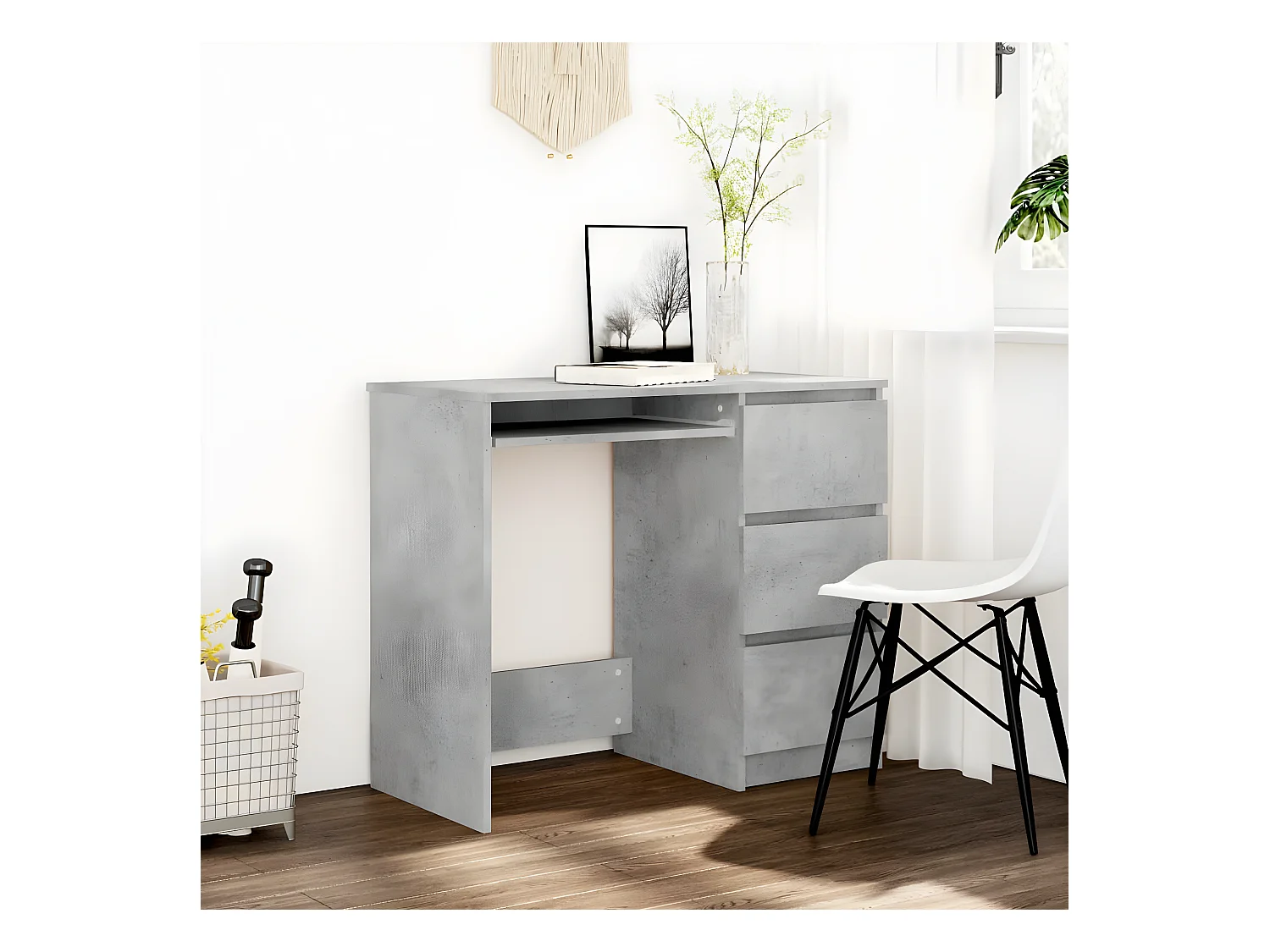 Bureau Gris béton 90x45x76 cm Aggloméré