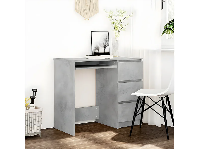 Bureau Gris béton 90x45x76 cm Aggloméré