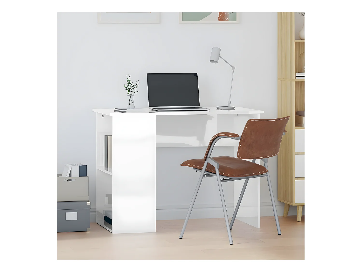 Bureau Blanc brillant 100x55x75 cm Bois d'ingénierie