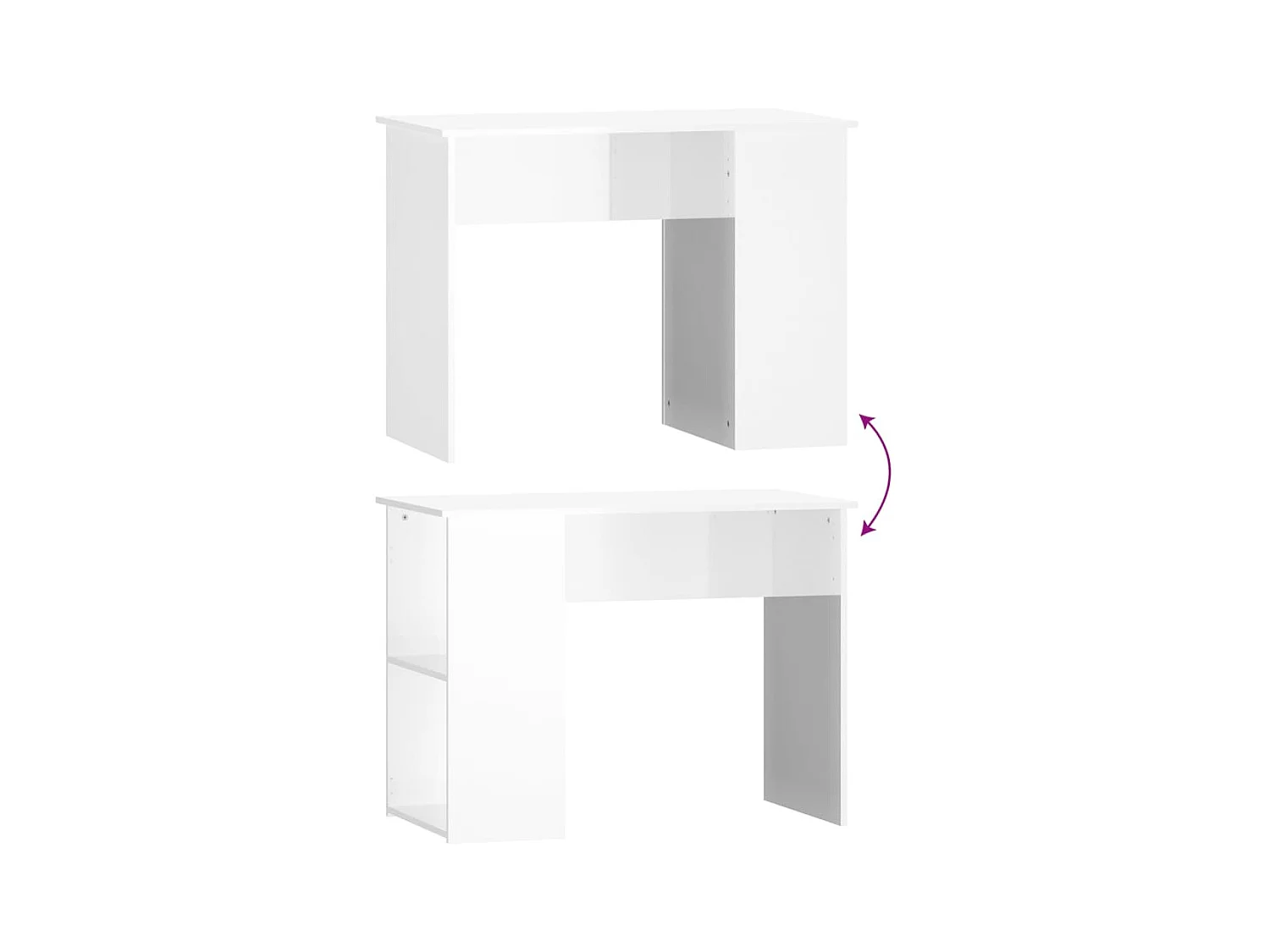 Bureau Blanc brillant 100x55x75 cm Bois d'ingénierie