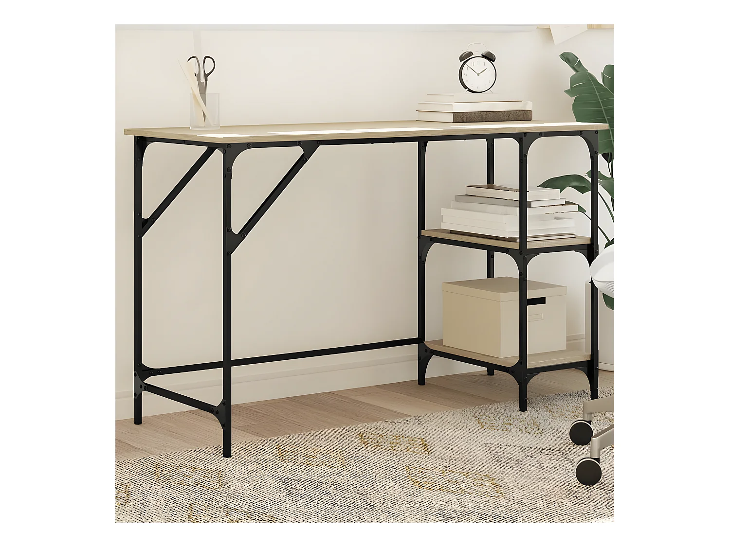 Bureau chêne sonoma 120x50x75 cm métal et bois d'ingénierie