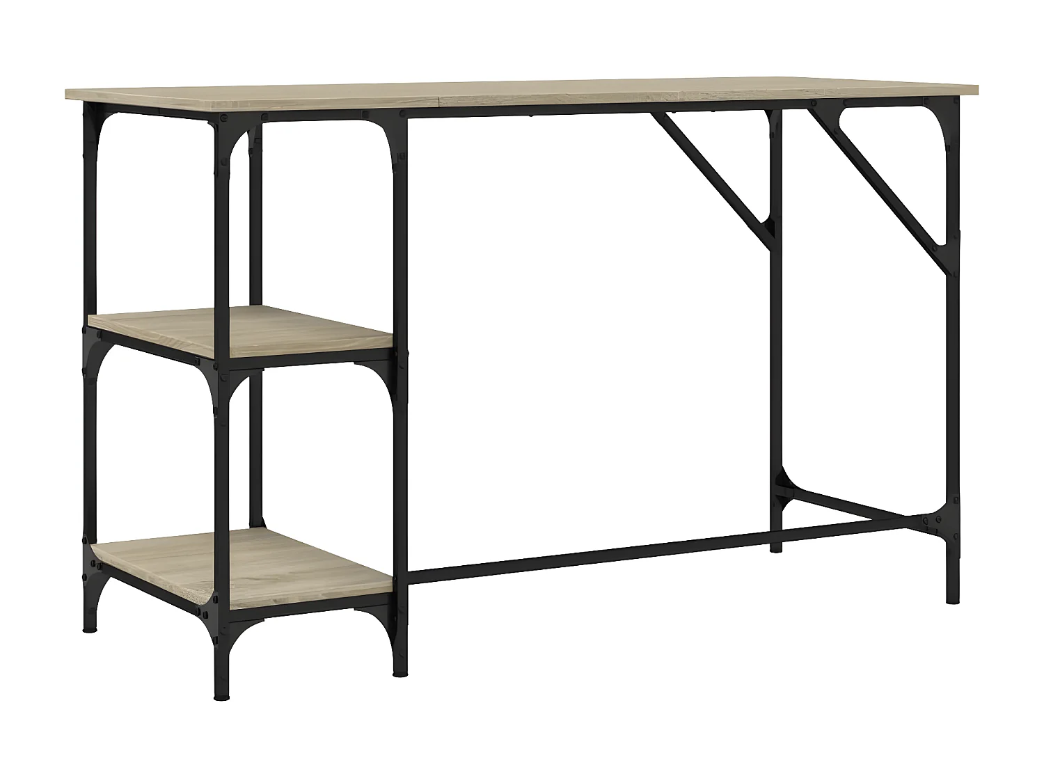 Bureau chêne sonoma 120x50x75 cm métal et bois d'ingénierie
