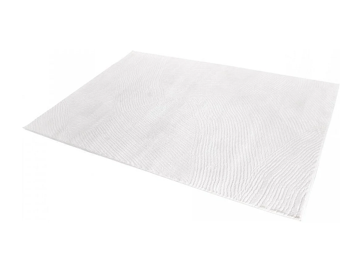 tapis salon 160x220 tissé crème rectangle motif uni DAMCIA