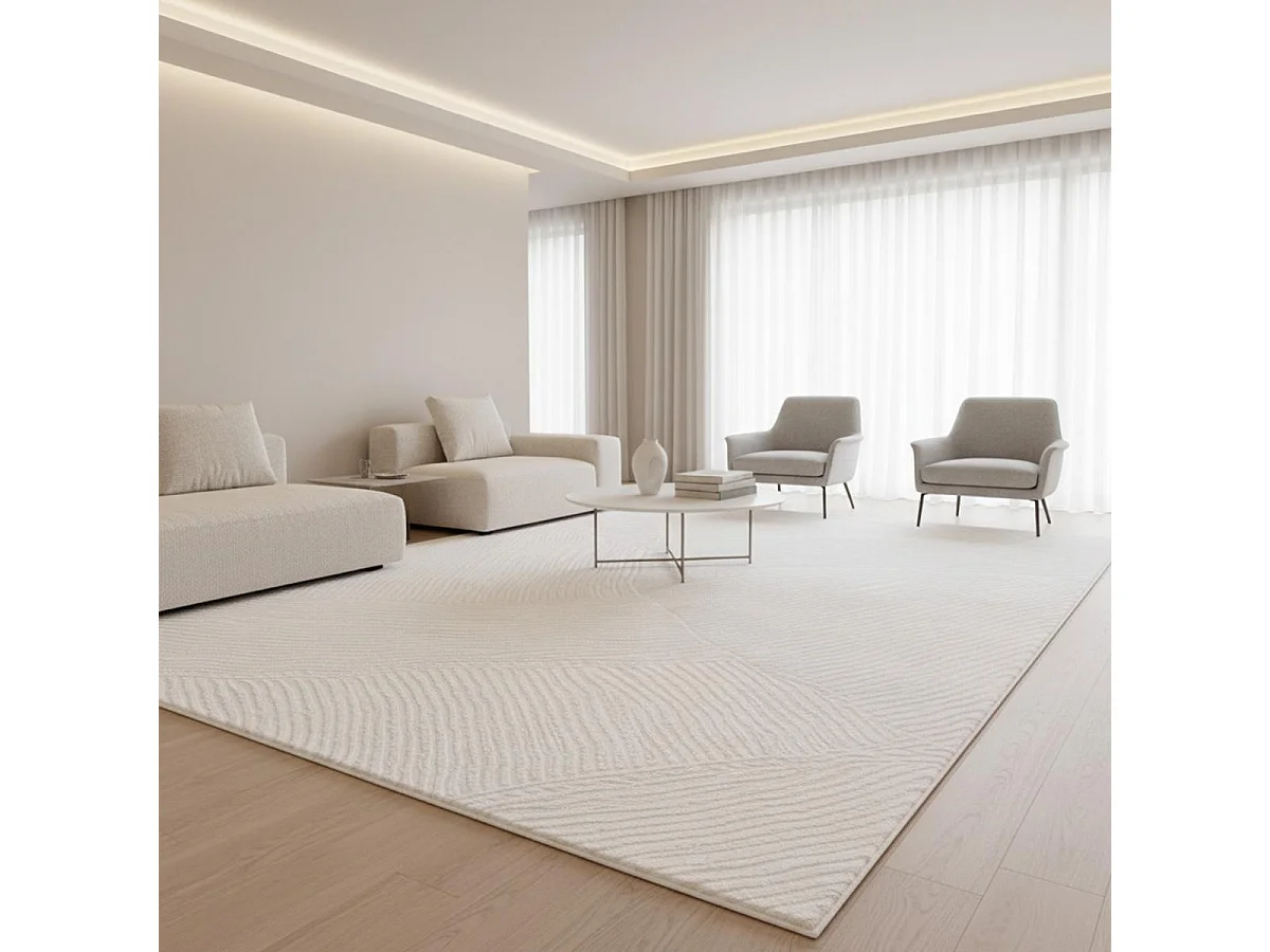 tapis chambre 80x150 tissé crème rectangle motif uni DAMCIA