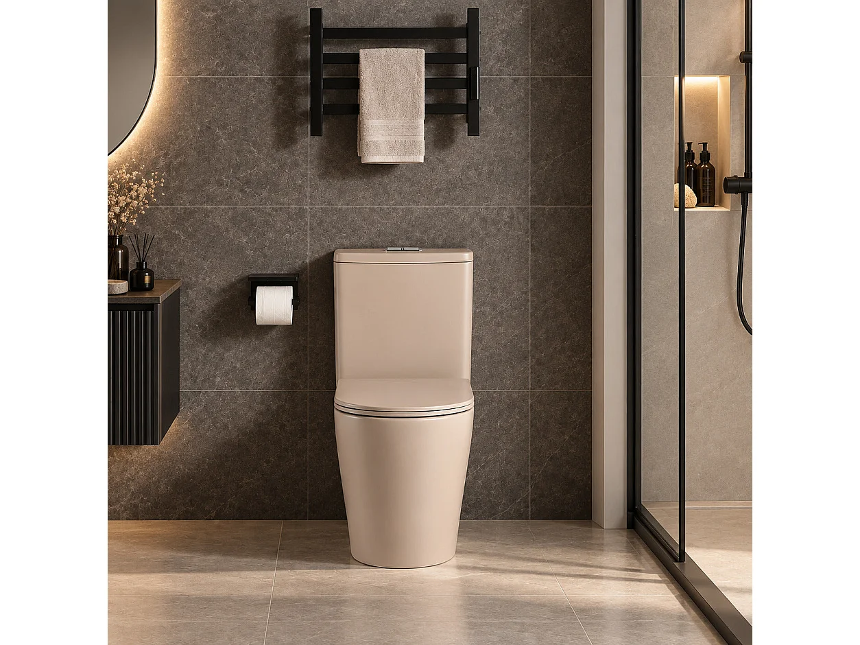 Toilette WC à poser CIPOLI en céramique beige mat