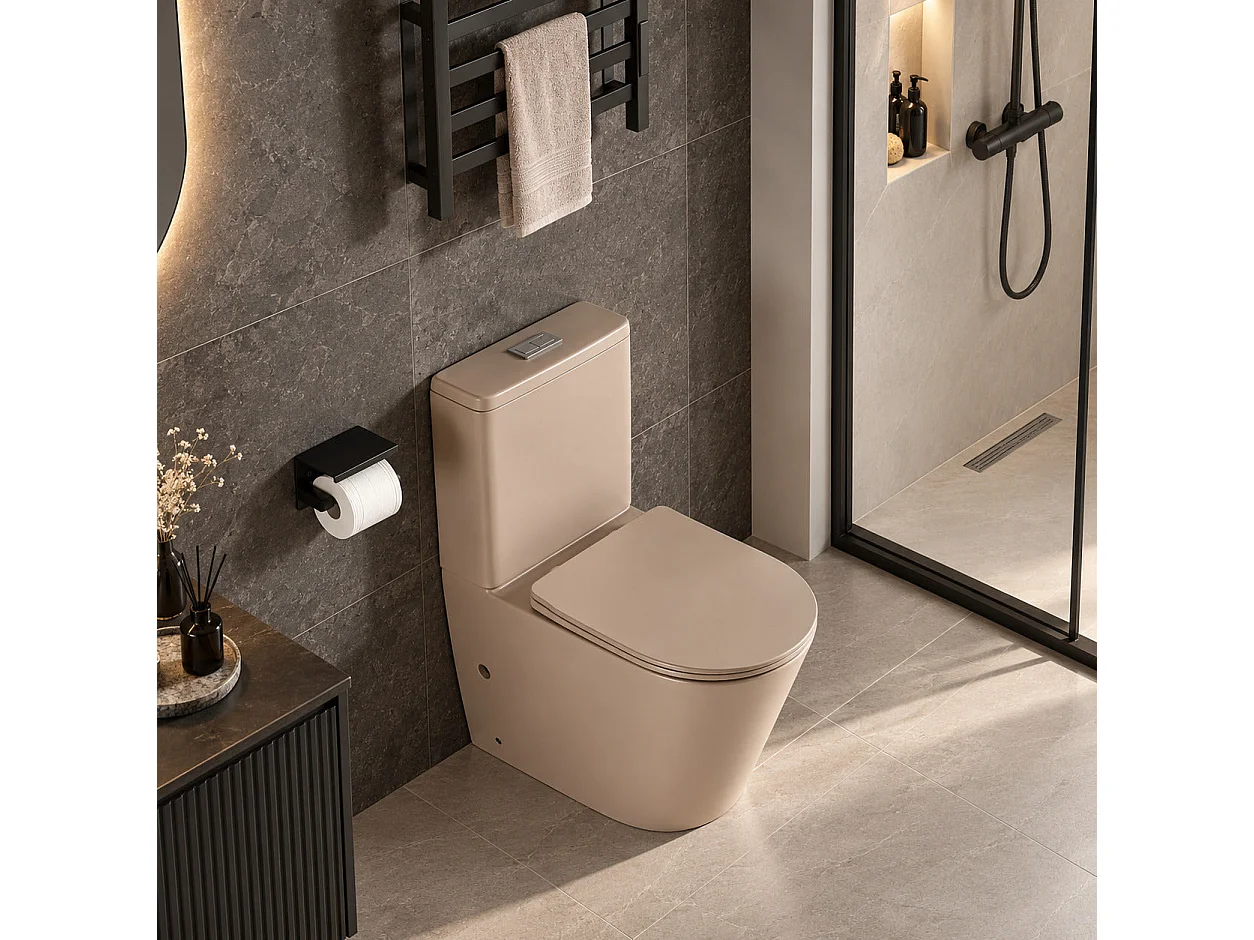 Toilette WC à poser CIPOLI en céramique beige mat