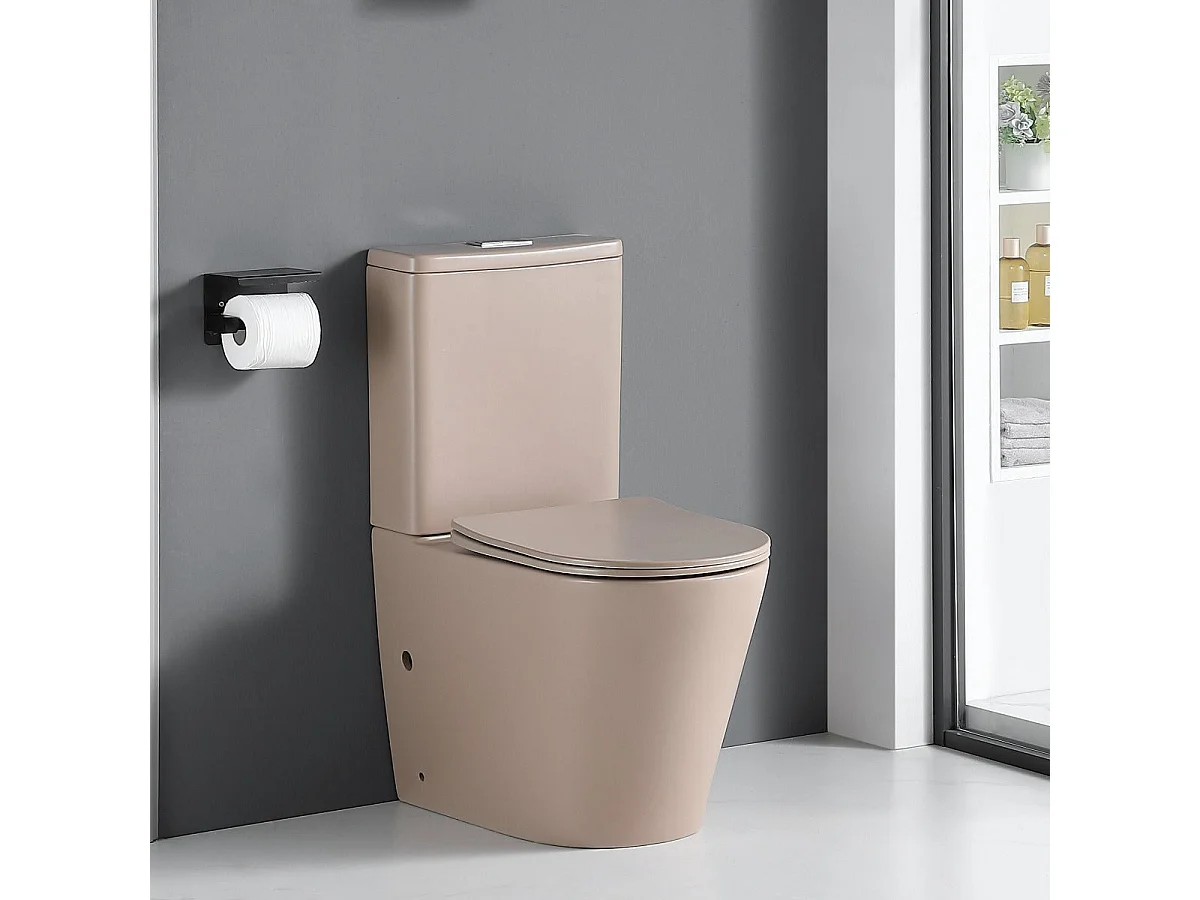 Toilette WC à poser CIPOLI en céramique beige mat