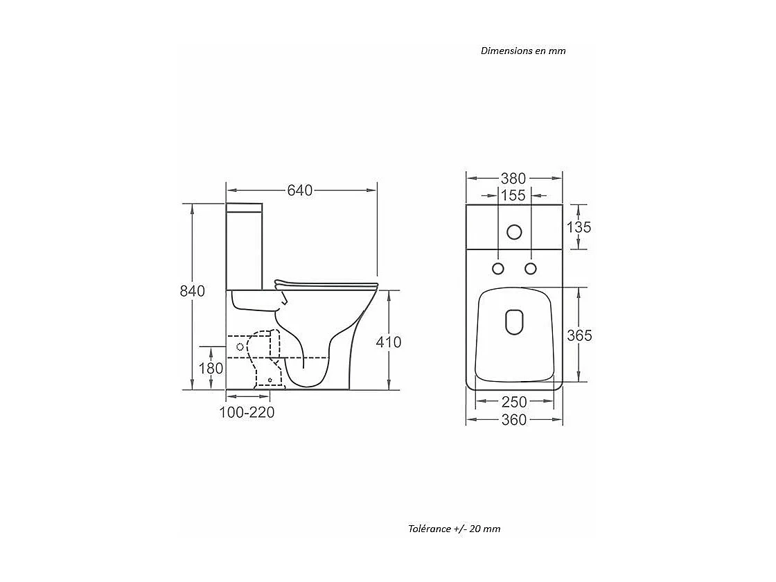 Toilette WC à poser BRAGADO en céramique noir mat