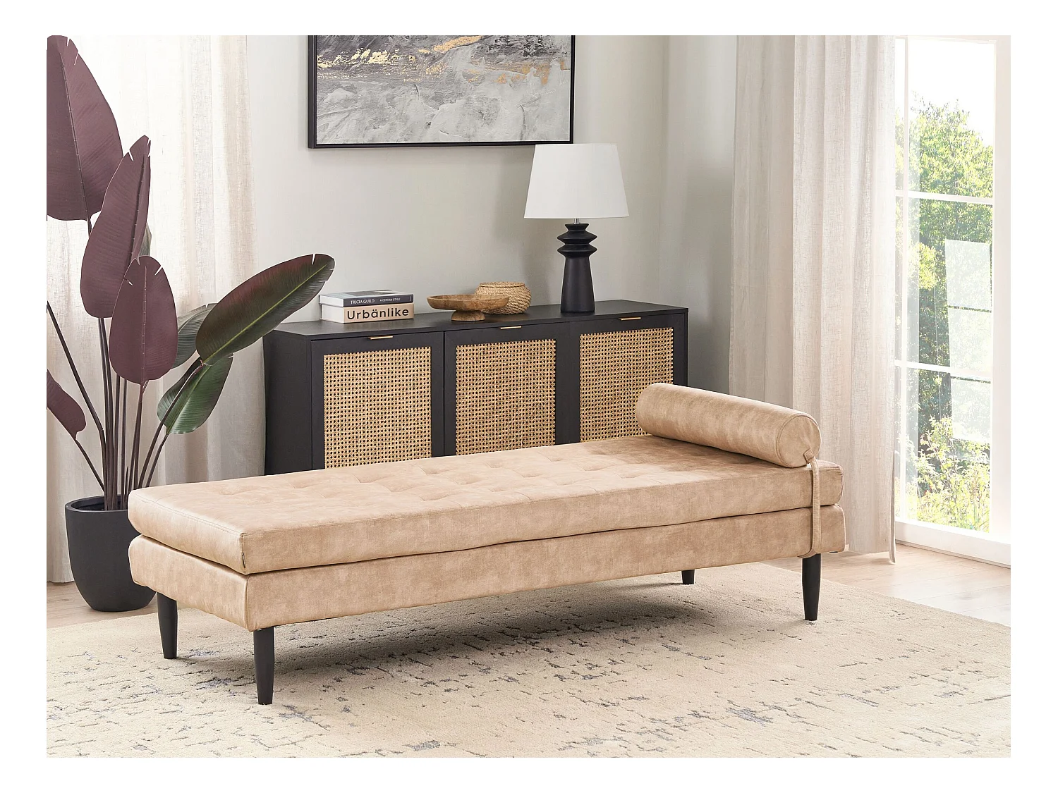 Chaise longue USSEL Velours Beige