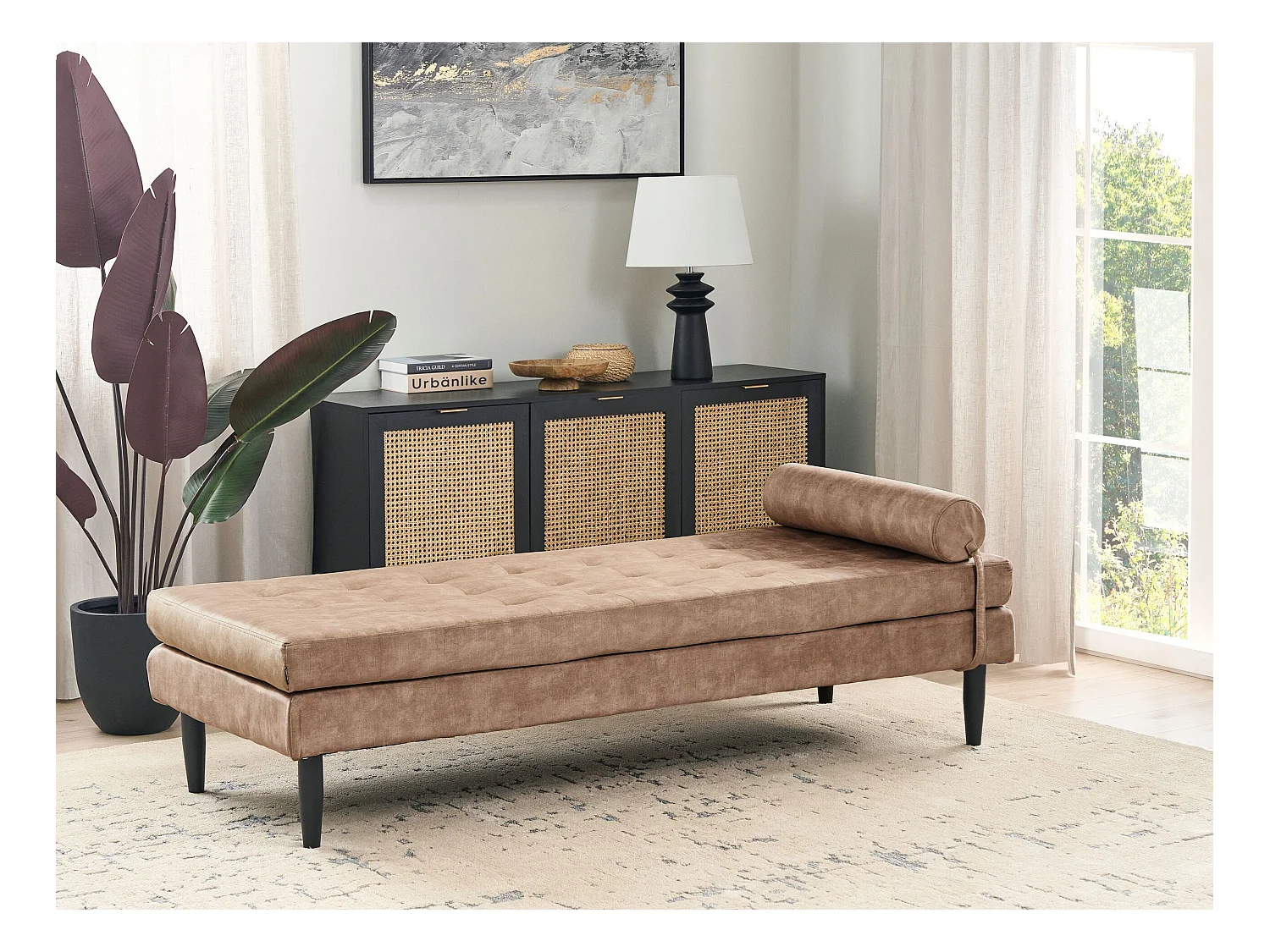 Chaise longue USSEL Velours Taupe
