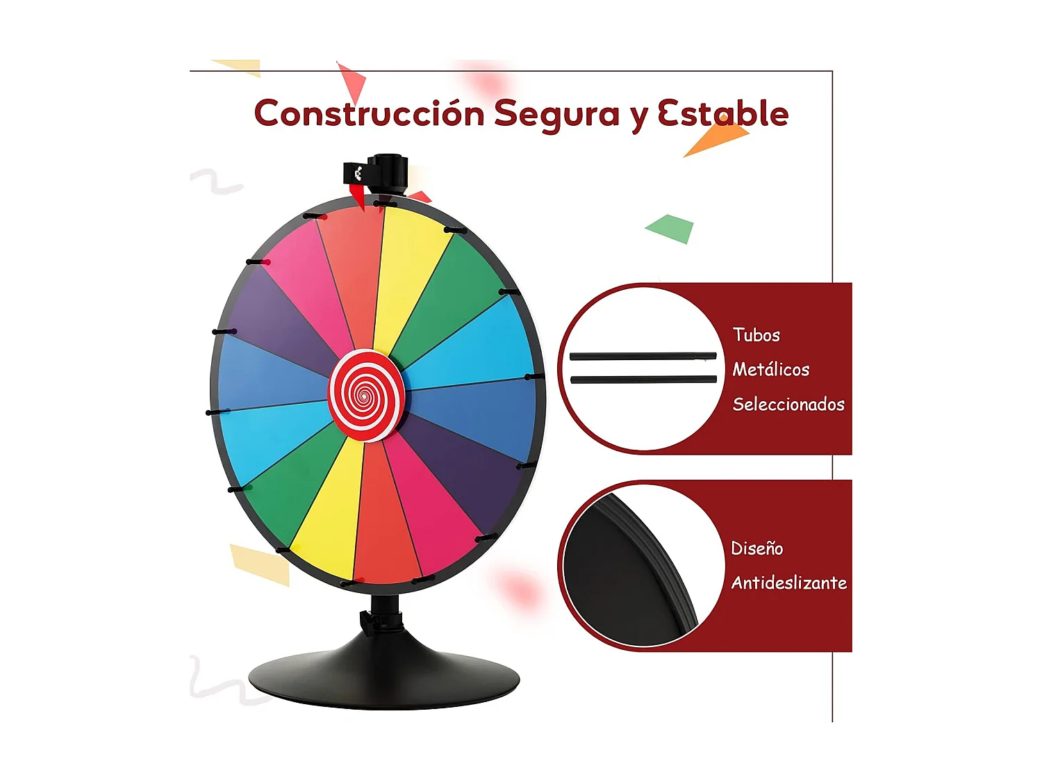 Roue de la Fortune 60cm à Hauteur Réglable avec 14 Emplacements