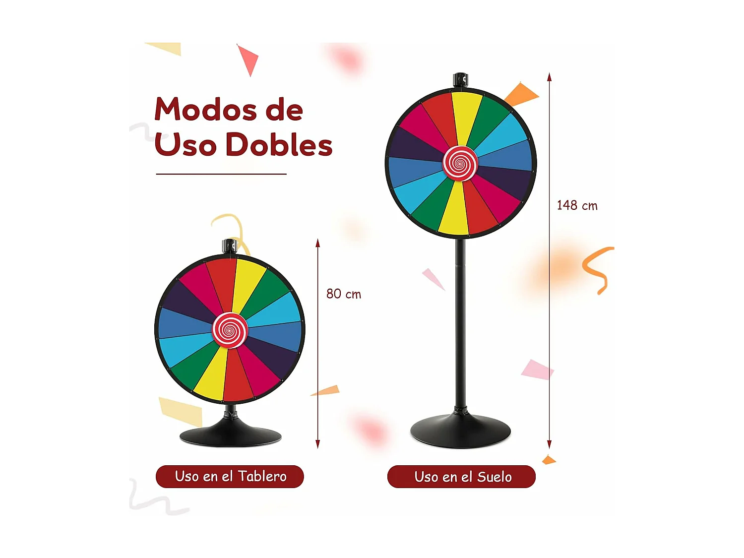 Roue de la Fortune 60cm à Hauteur Réglable avec 14 Emplacements