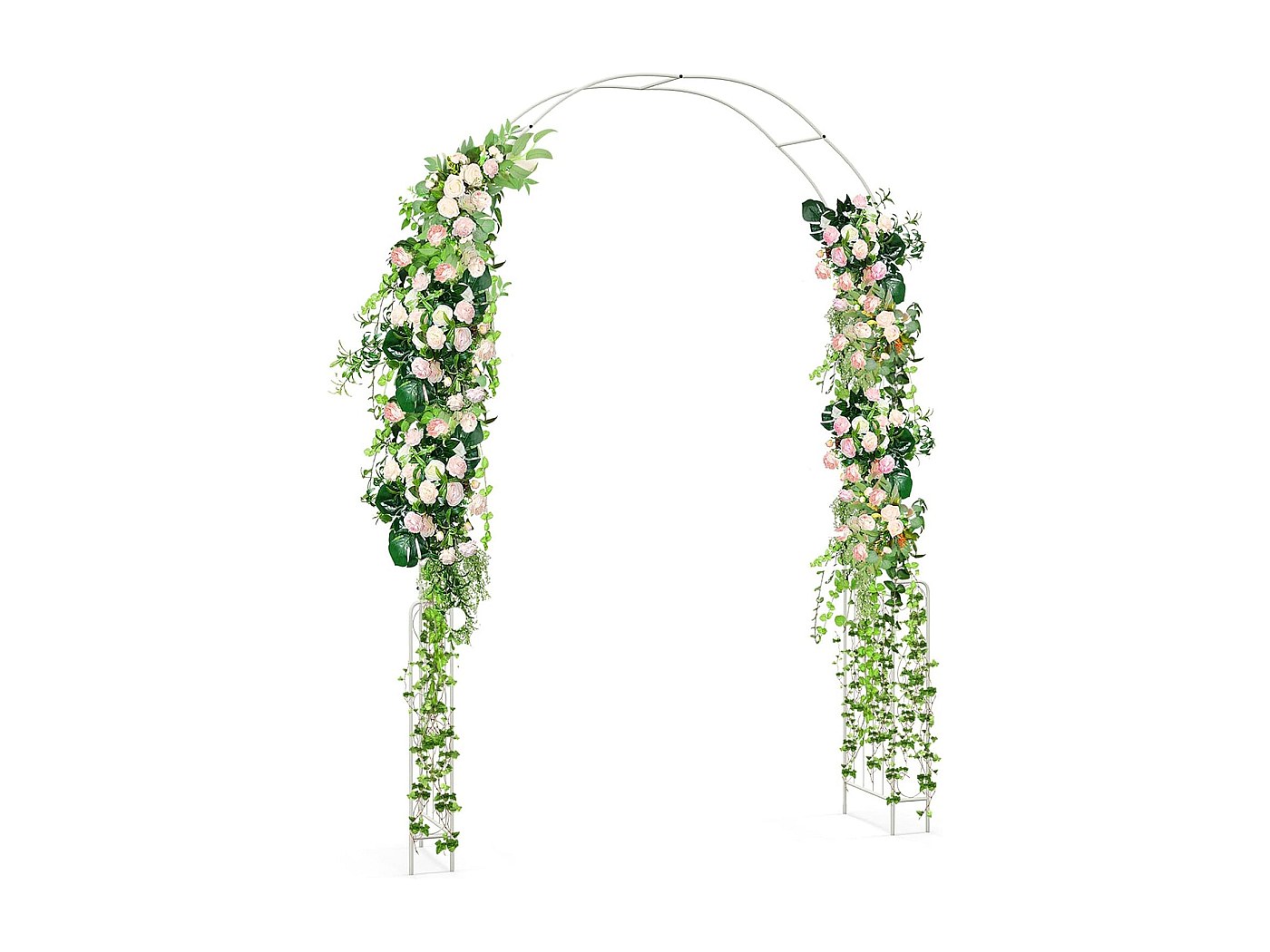 Arche De Jardin Métal Solide Blanc - Pergola Plantes Grimpantes 240 Cm Ou 196 Cm (Semi-Circulaire)