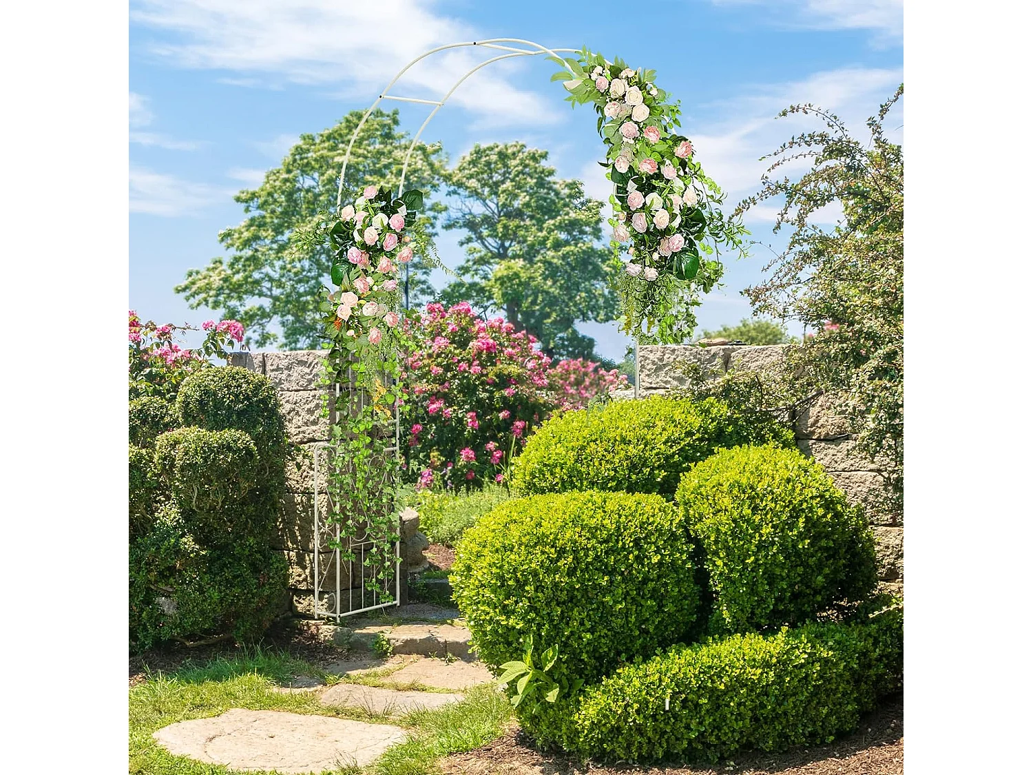 Arche de Jardin en Mtal pour Plantes Grimpantes, Treillis De Jardin en Arc  avec 6 Pieds Extrieur 167x37x240CM, Arche Dcorative pour Mariage Fte et  Crmonie