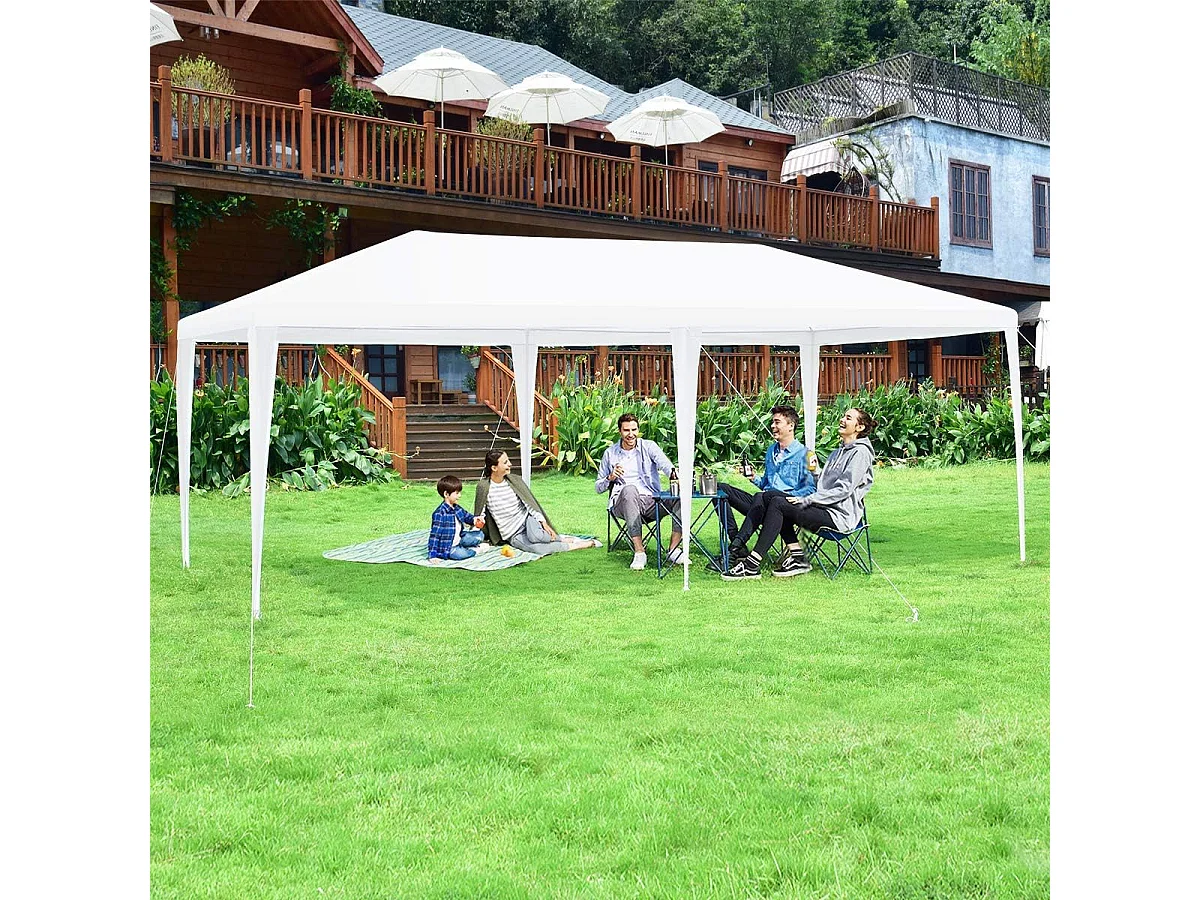 Tonnelle de Jardin 3x6M, Pavillon de Tente avec 4 Parois Amovibles, Piquets de Terre, Sac de Transport et Fenêtre sur Côté, pour Fête/Mariage/BBQ, Blanc