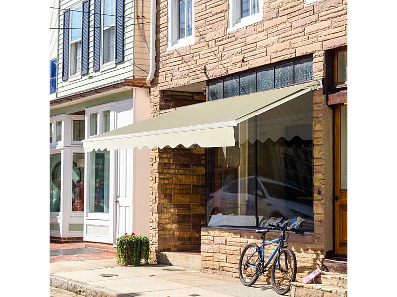 Store Banne de Balcon Rétractable avec Tissu et velours Résistant aux UV et à l'eau, Cadre en Aluminium Angle Réglable 5-35° , 3 x 2,5 m