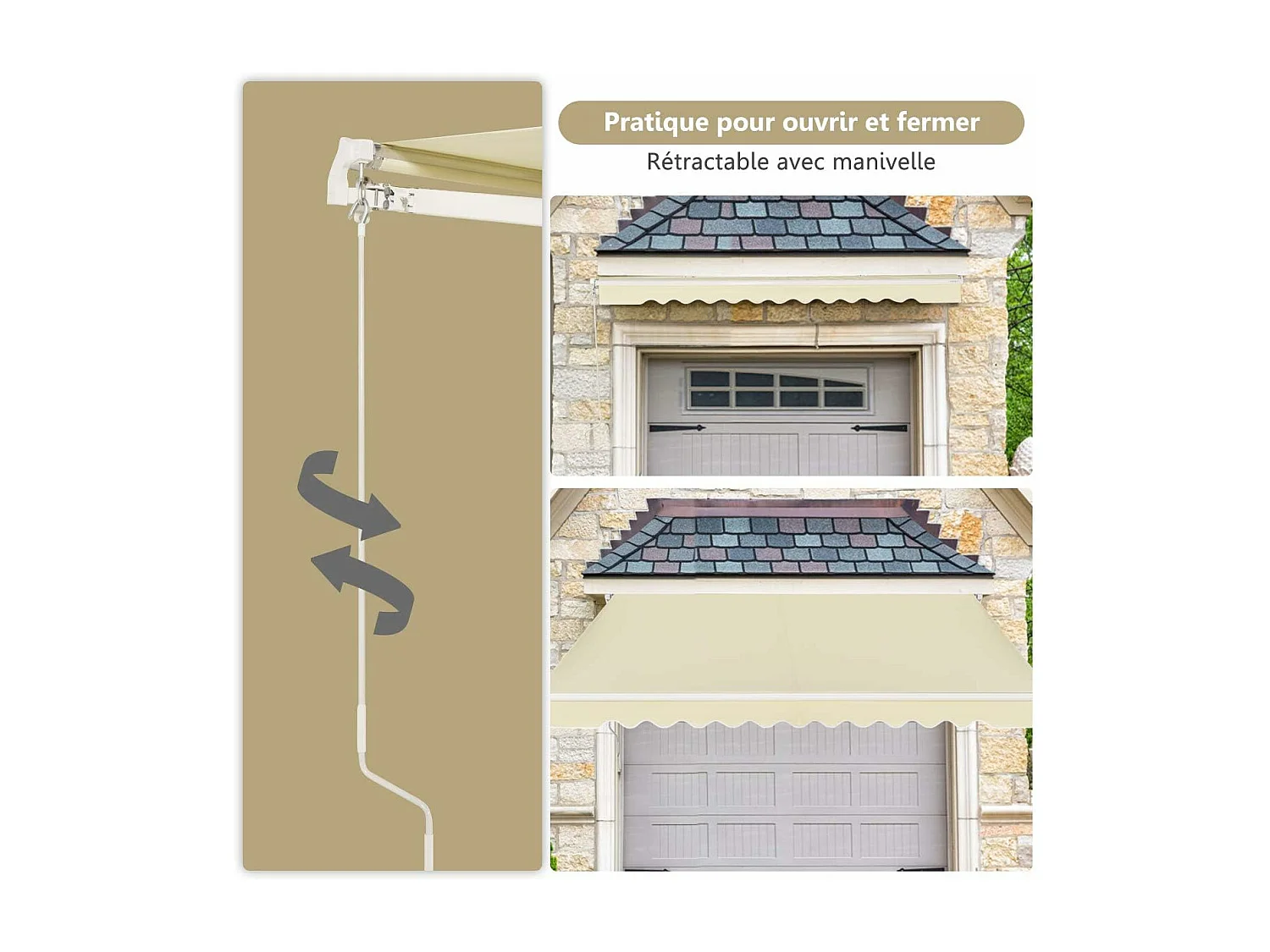 Store Banne de Balcon Rétractable avec Tissu et velours Résistant aux UV et à l'eau, Cadre en Aluminium Angle Réglable 5-35° , 3 x 2,5 m