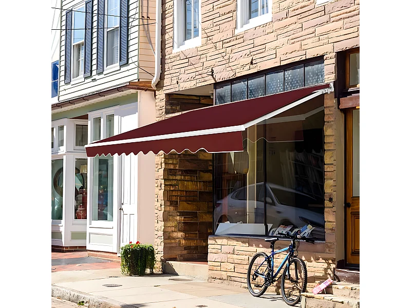 Store Banne de Balcon Rétractable avec Tissu et velours Résistant aux UV et à l'eau, Cadre en Aluminium Angle Réglable 5-35° ,3,6 x 3 m