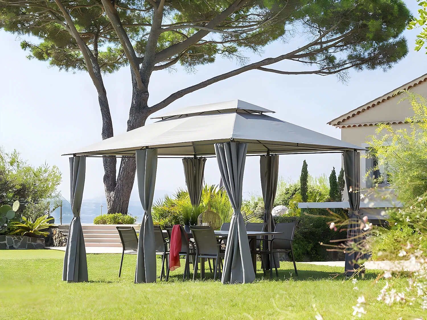 Tonnelle de jardin Thira 3 x 4 m Graphite/Ardoise - Hespéride