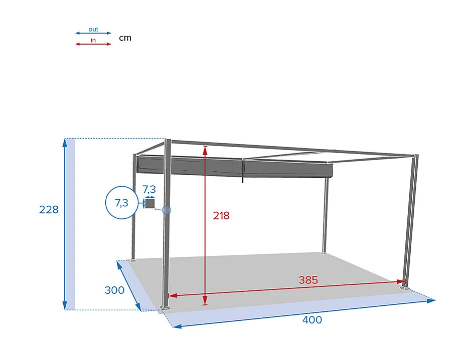 Tonnelle de jardin en aluminium ardoise Palmeira 4 x 3 m - Hespéride