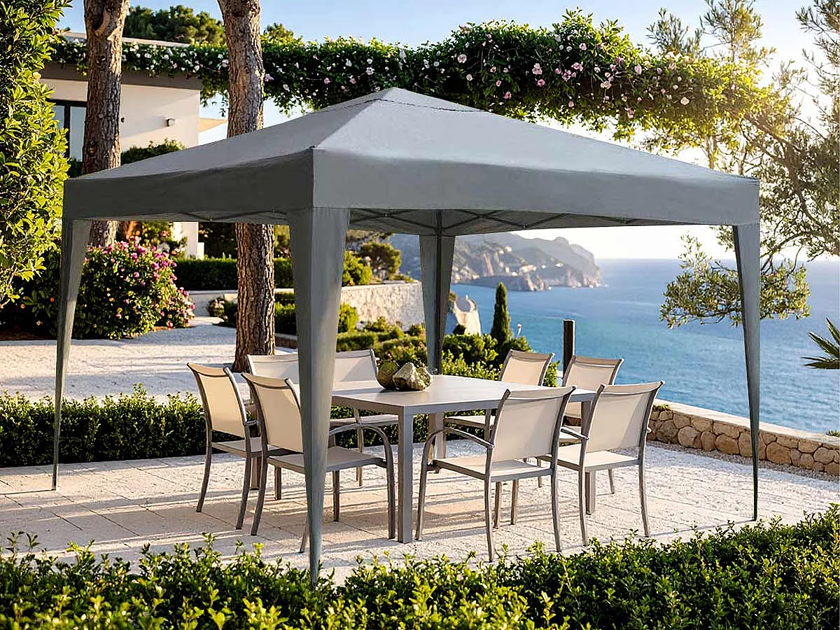 Tonnelle de jardin EasyUp 3 x 3 m Ardoise - Hespéride