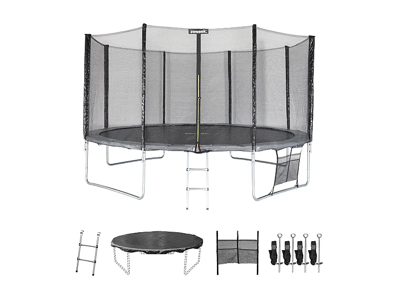 Trampolín con pack de accesorios de 430cm gris