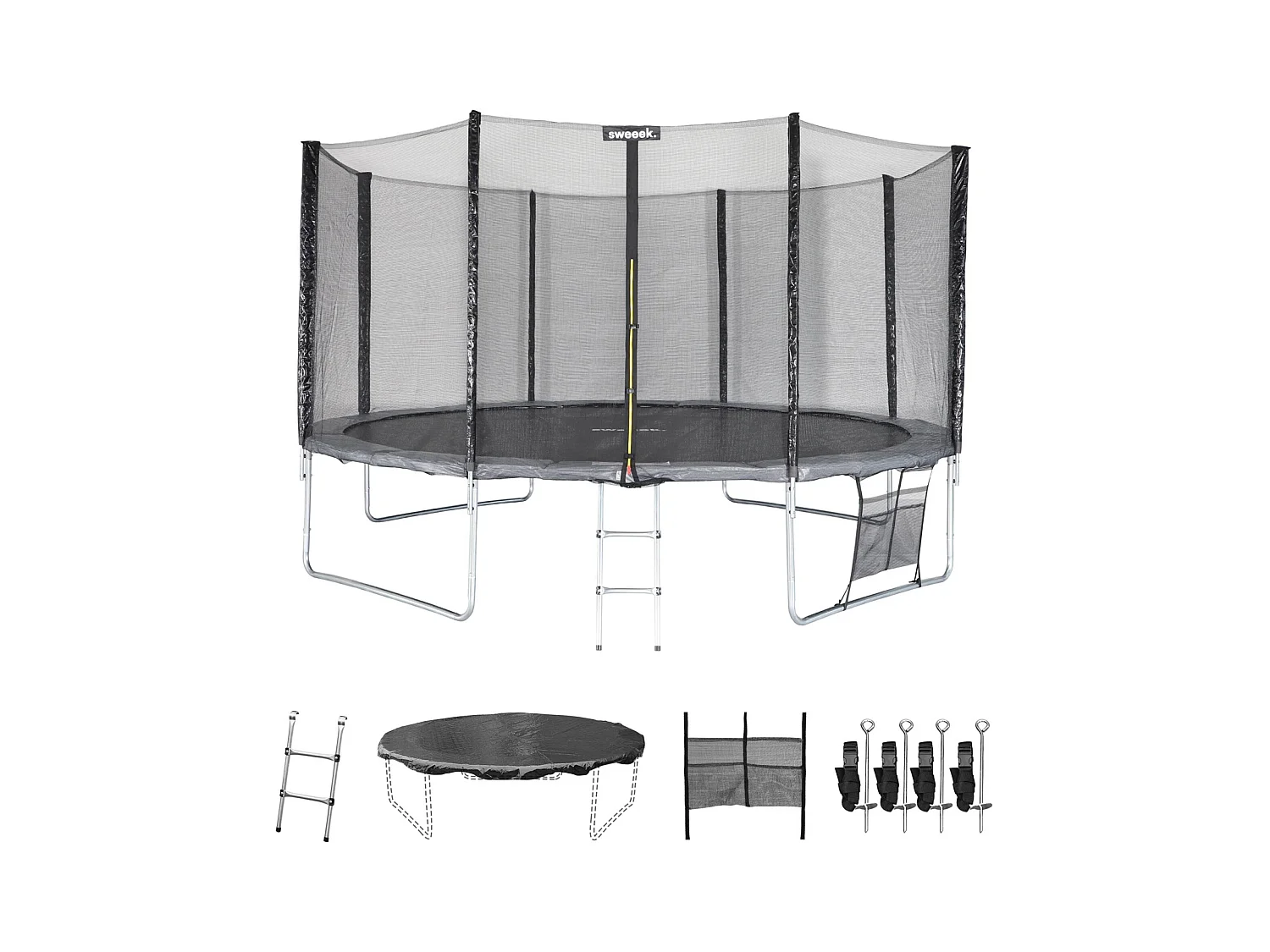Trampolín con pack de accesorios de 430cm gris