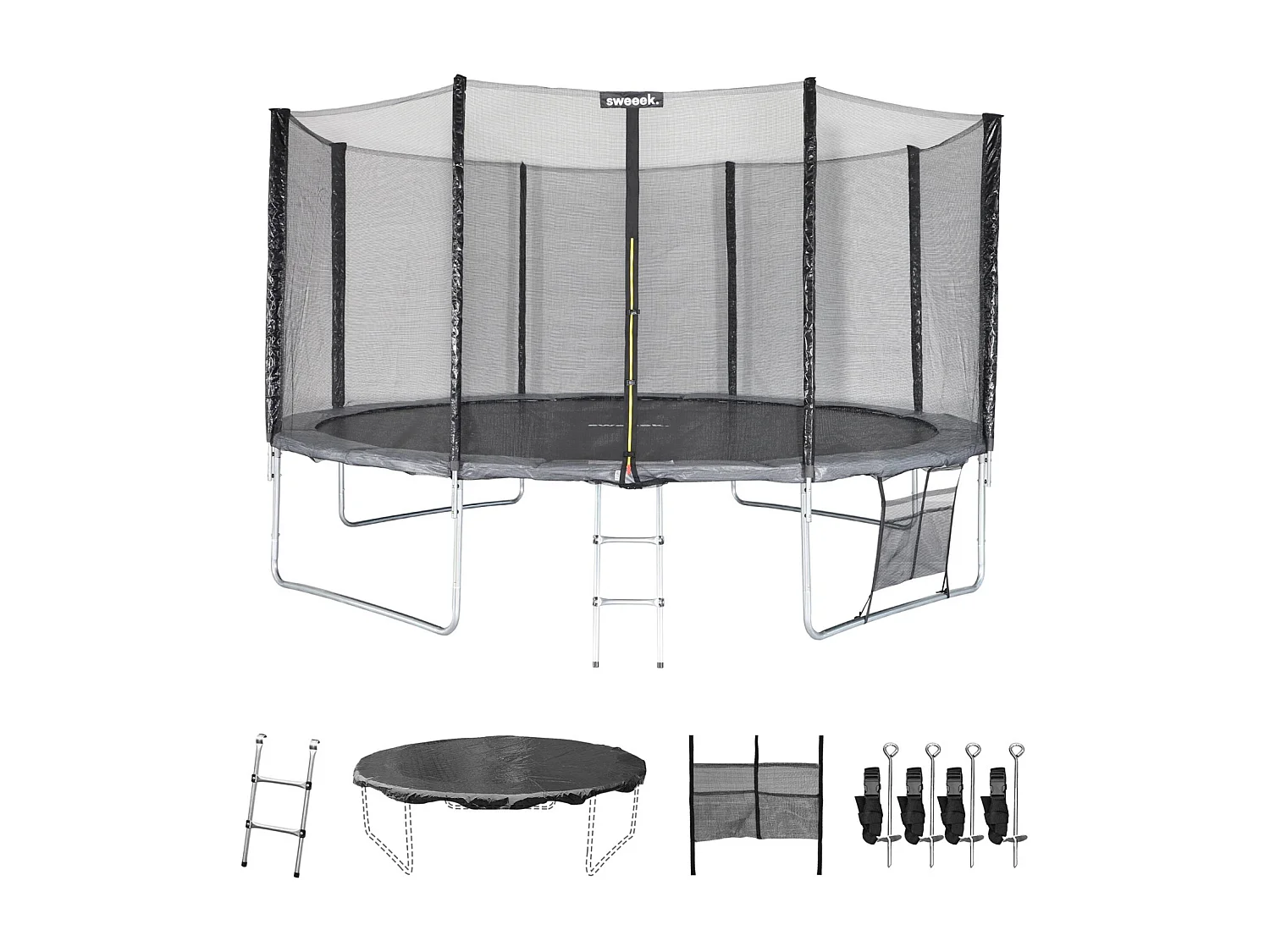 Trampolín con pack de accesorios de 430cm gris