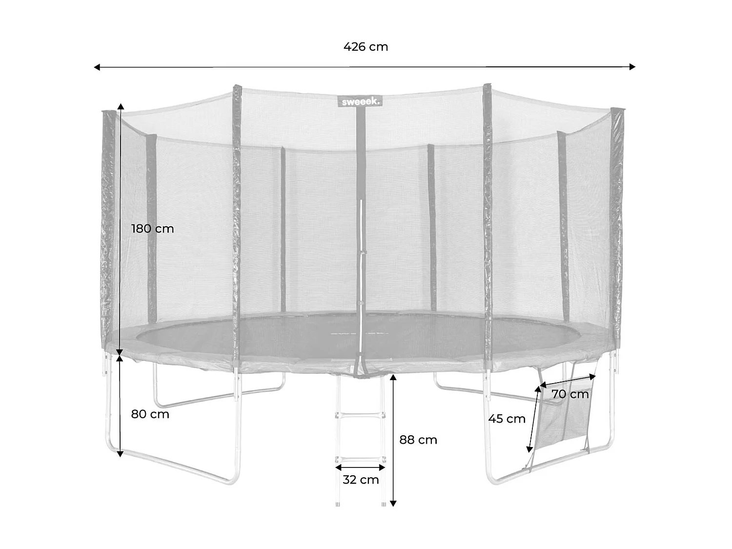 Trampolín con pack de accesorios de 430cm gris