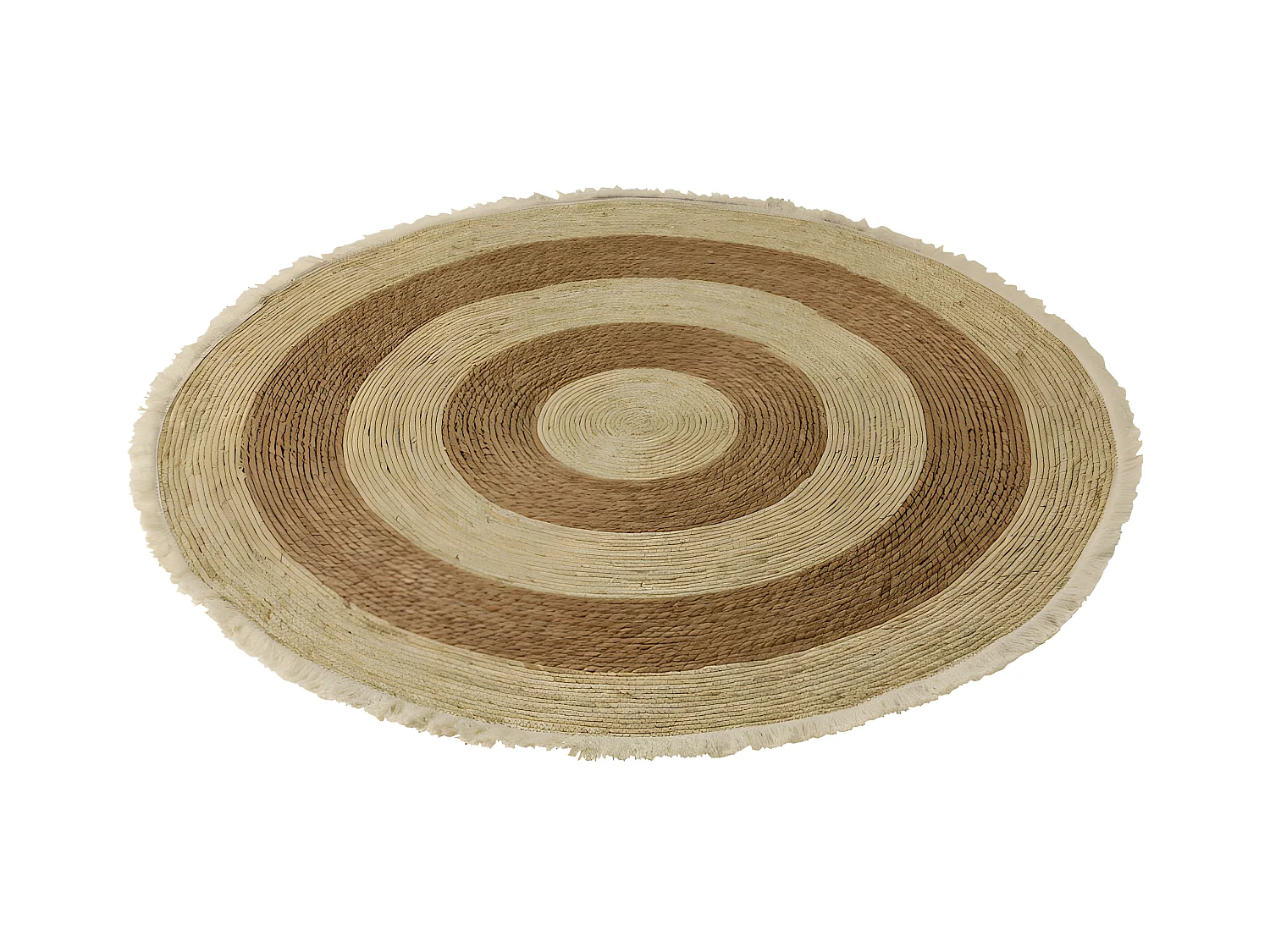 Tapis Rond Déco "Floche Écorce" 120cm Naturel