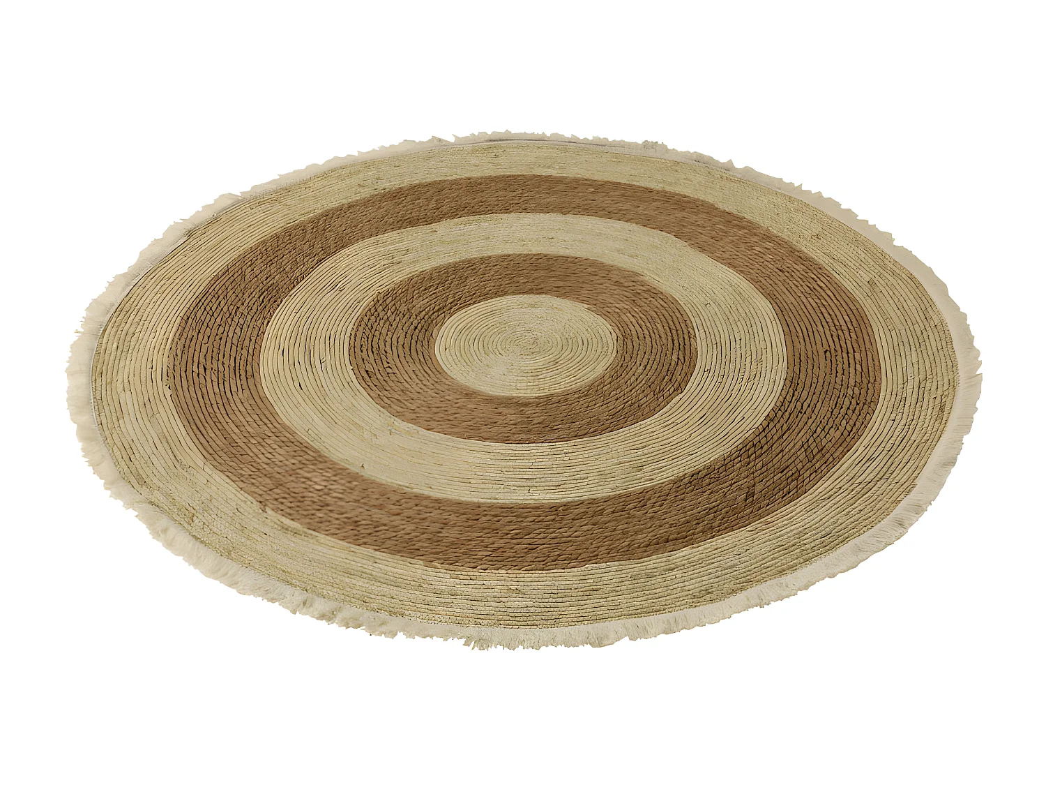 Tapis Rond Déco "Floche Écorce" 120cm Naturel