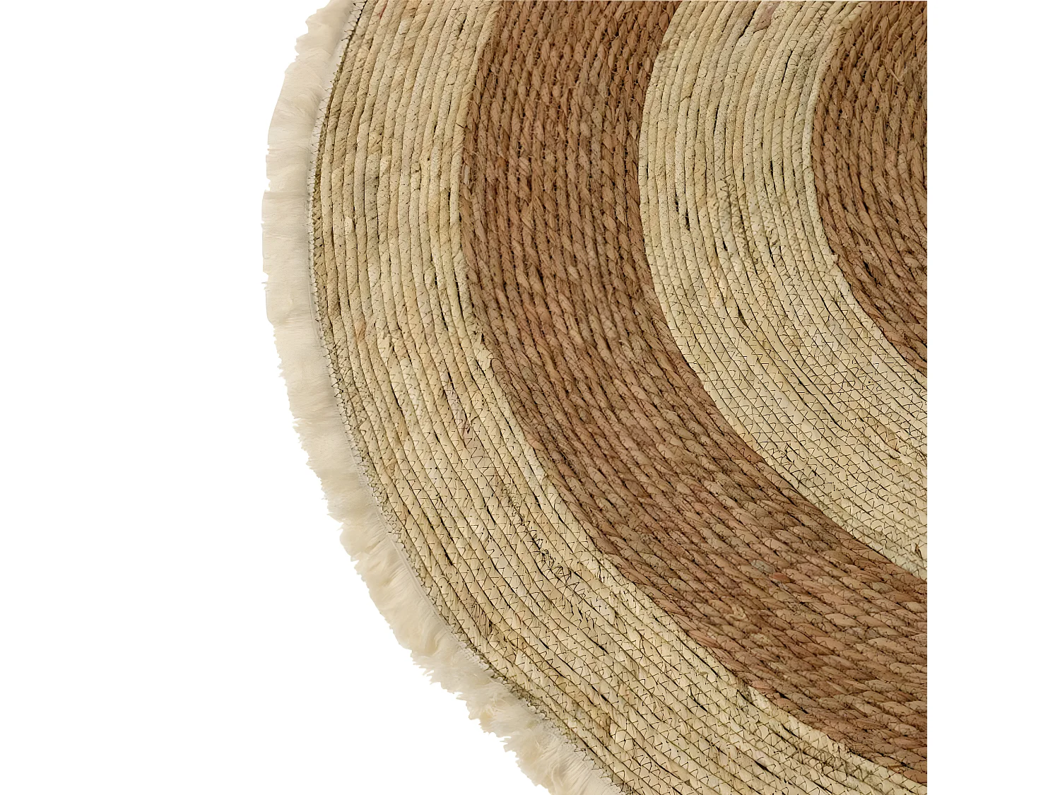 Tapis Rond Déco "Floche Écorce" 120cm Naturel