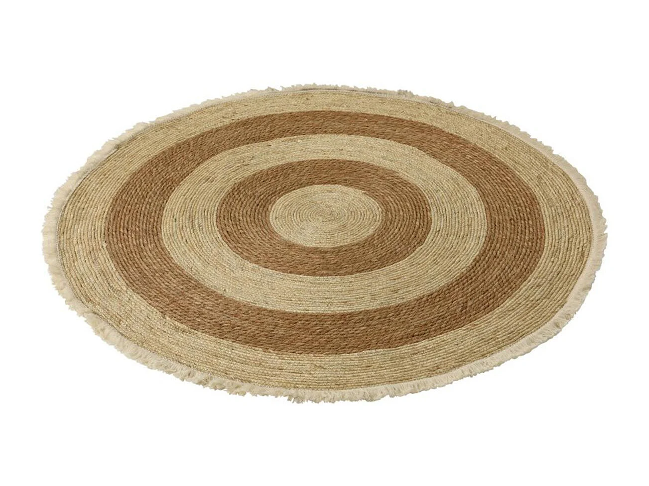 Tapis Rond Déco "Floche Écorce" 120cm Naturel