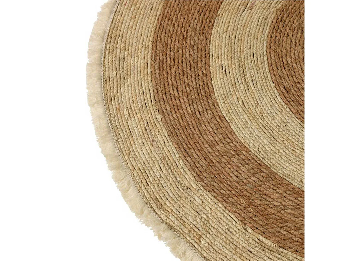 Tapis Rond Déco "Floche Écorce" 120cm Naturel
