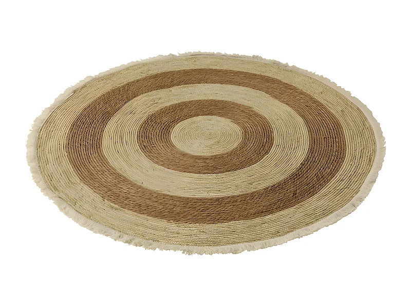 Tapis Rond Déco "Floche Écorce" 120cm Naturel