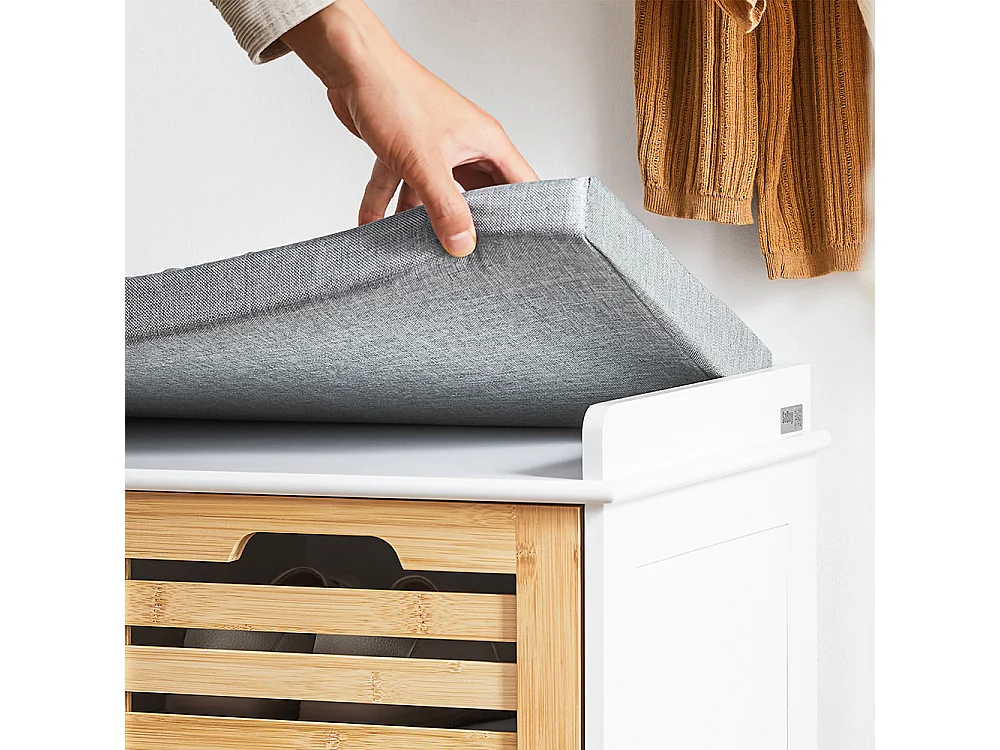 Banco Zapatero con 2 Puertas para Entrada Dormitorio Banco de Almacenamiento de Asiento 71 x 35 x 43 cm FSR23-II-WN SoBuy ES