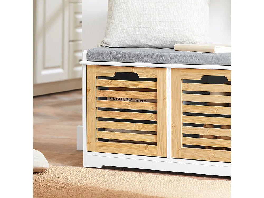 Banco Zapatero con 2 Puertas para Entrada Dormitorio Banco de Almacenamiento de Asiento 71 x 35 x 43 cm FSR23-II-WN SoBuy ES