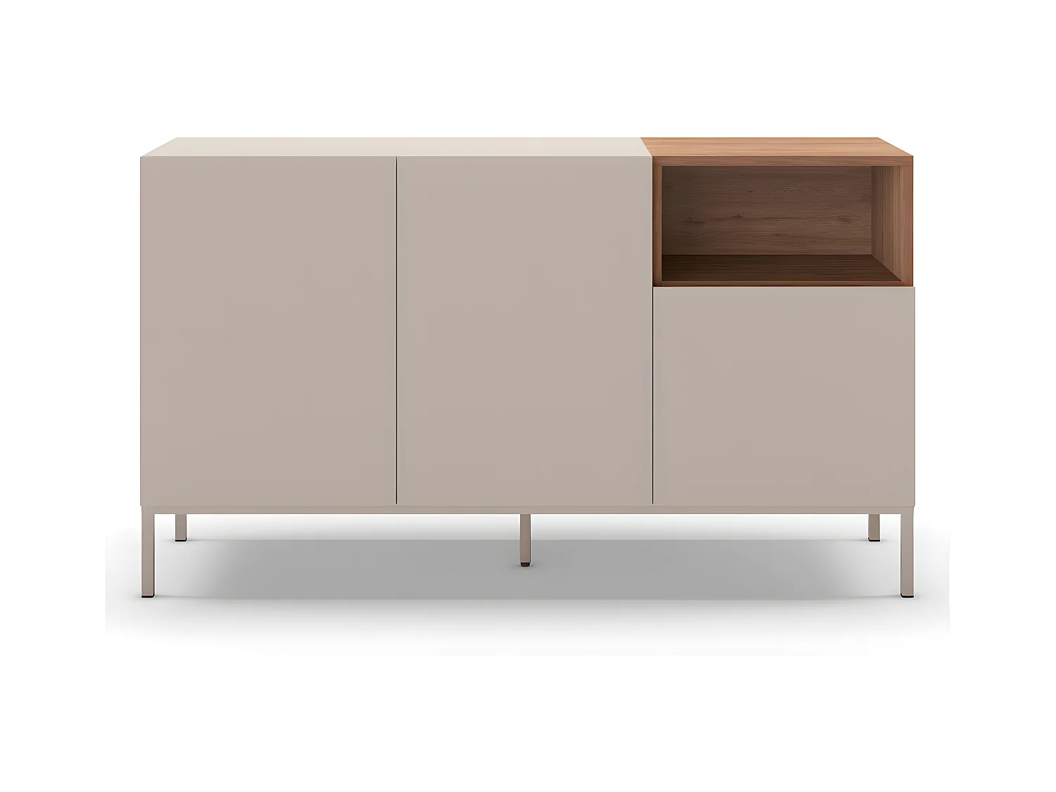 Quenor - Buffet 3 portes en bois et métal L140cm - Beige