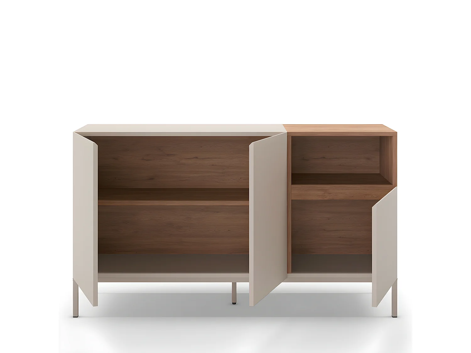 Quenor - Buffet 3 portes en bois et métal L140cm - Beige