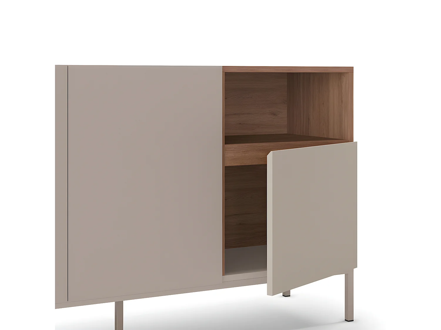 Quenor - Buffet 3 portes en bois et métal L140cm - Beige