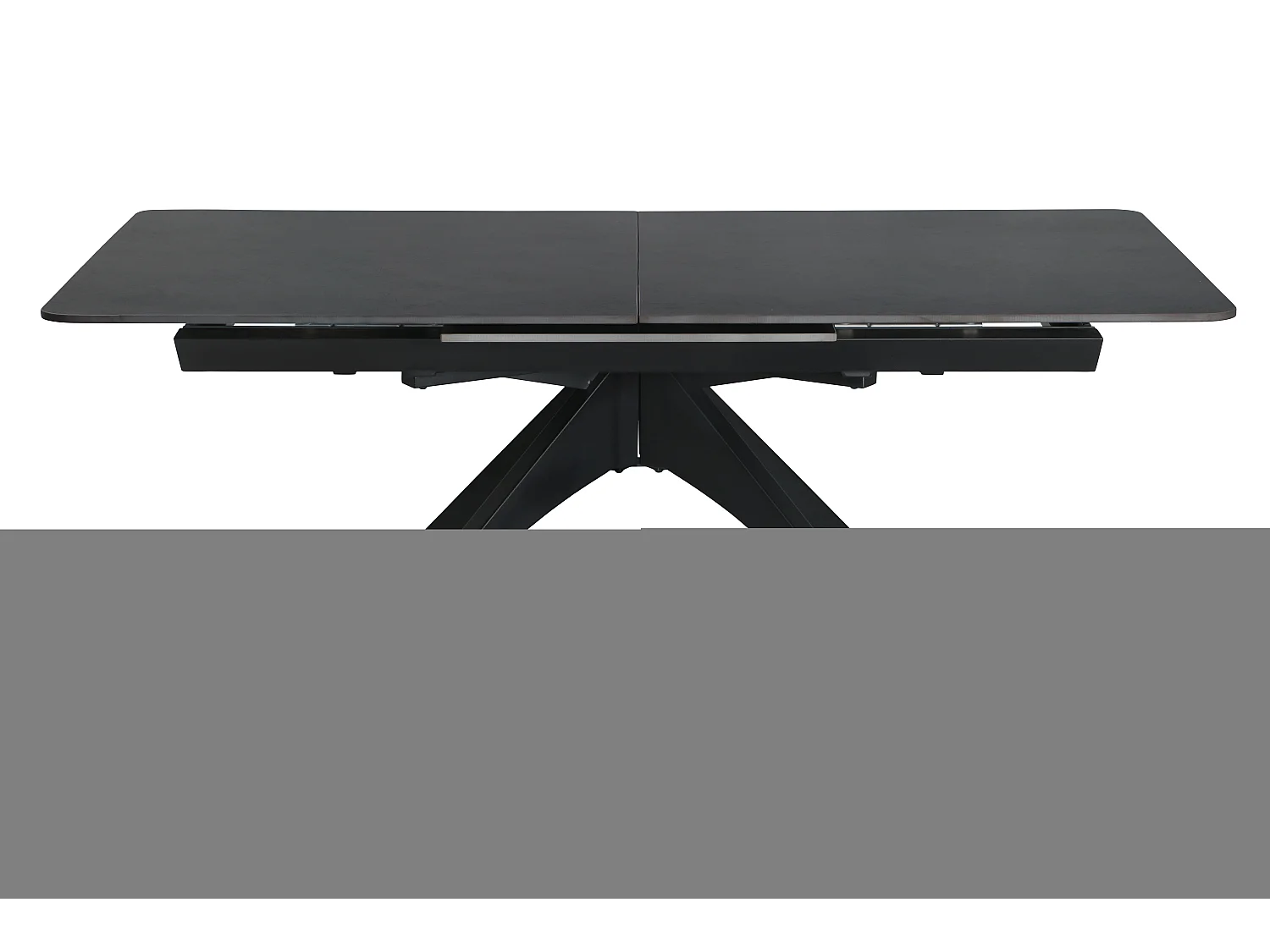 Mystara - Table à manger extensible 6 à 8 personnes en céramique et métal 150-200x85cm - Gris foncé