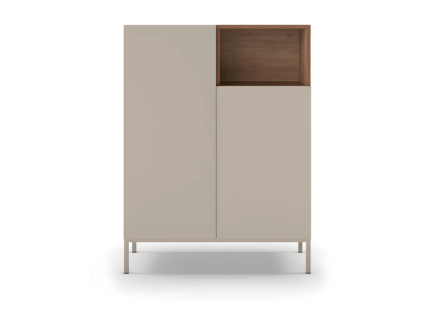 Quenor - Buffet 2 portes en bois et métal H120cm - Beige