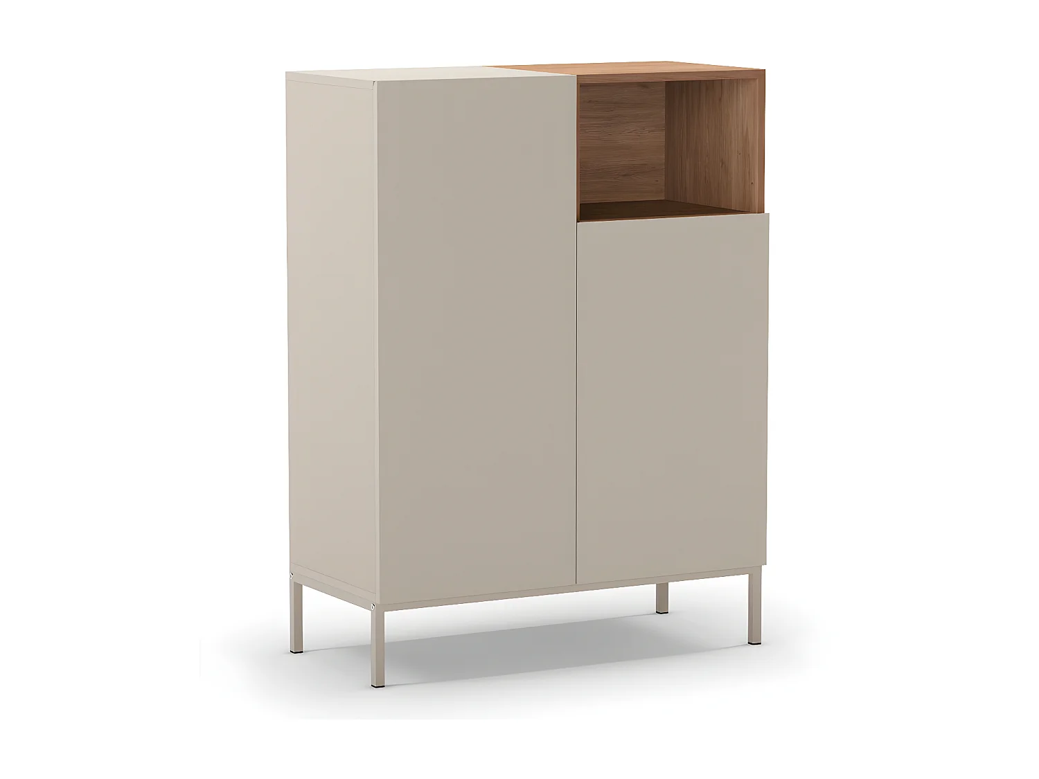 Quenor - Buffet 2 portes en bois et métal H120cm - Beige