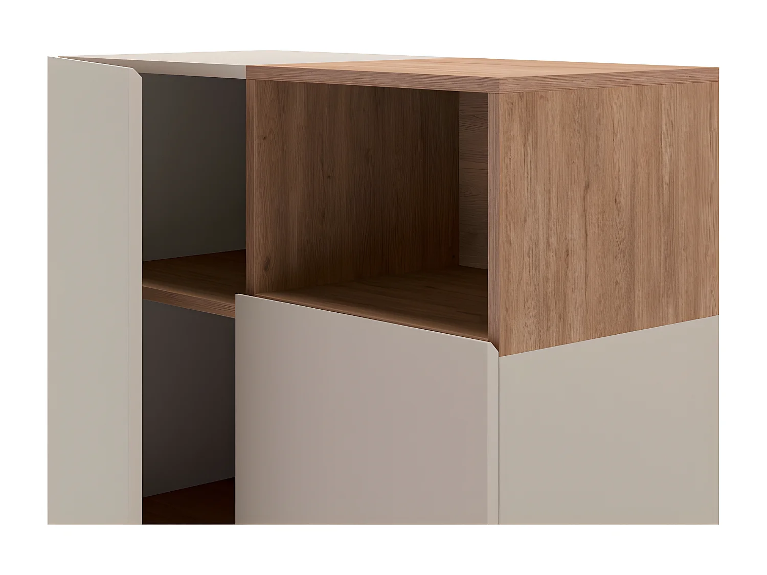 Quenor - Buffet 2 portes en bois et métal H120cm - Beige