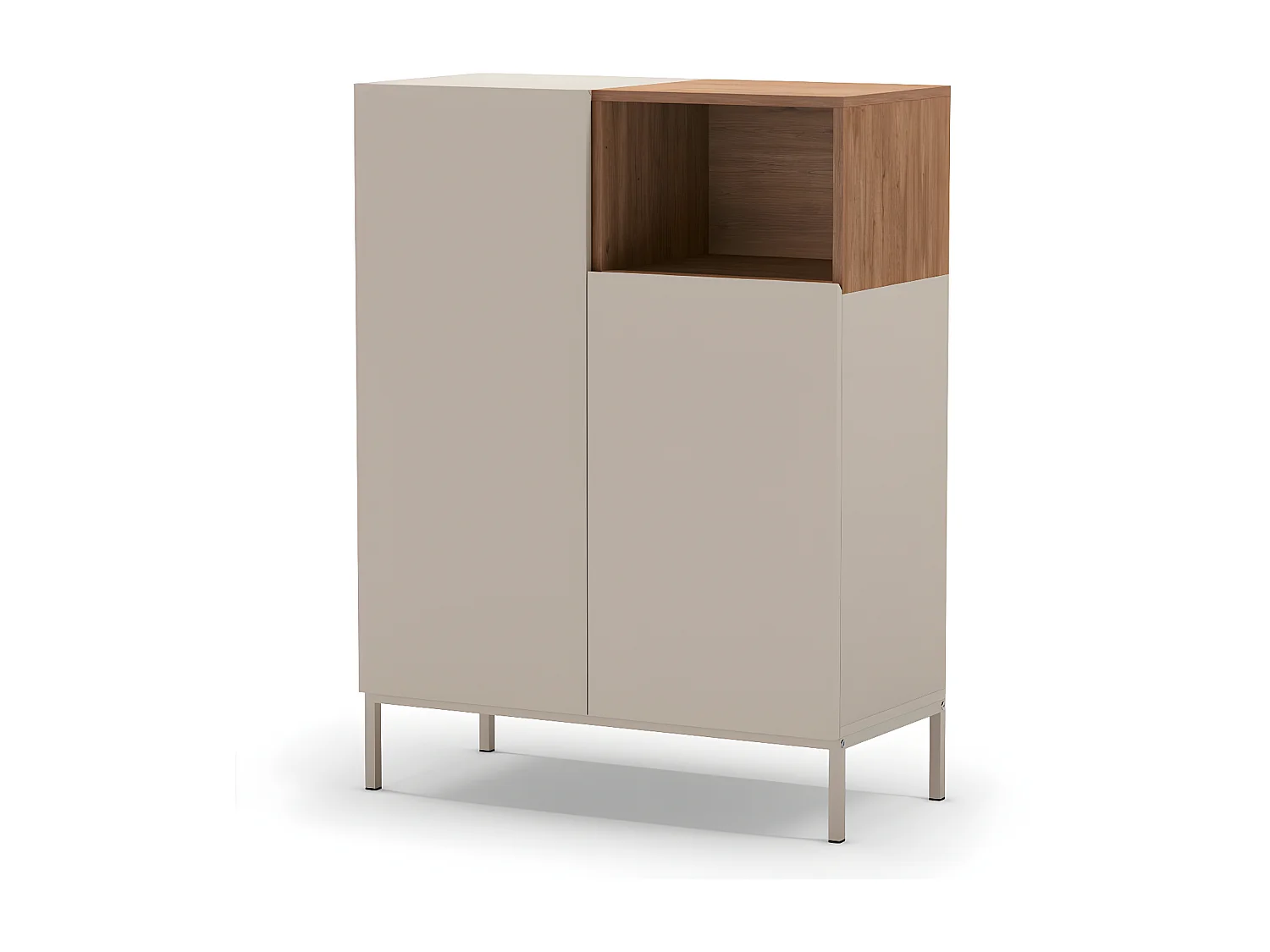 Quenor - Buffet 2 portes en bois et métal H120cm - Beige