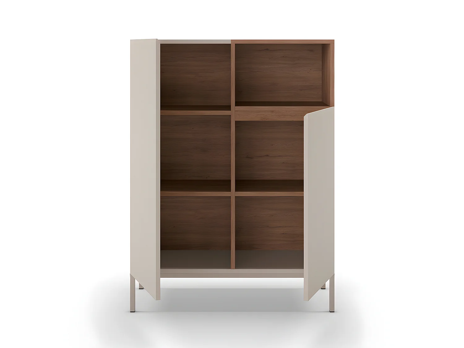Quenor - Buffet 2 portes en bois et métal H120cm - Beige