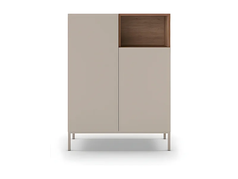 Quenor - Buffet 2 portes en bois et métal H120cm - Beige